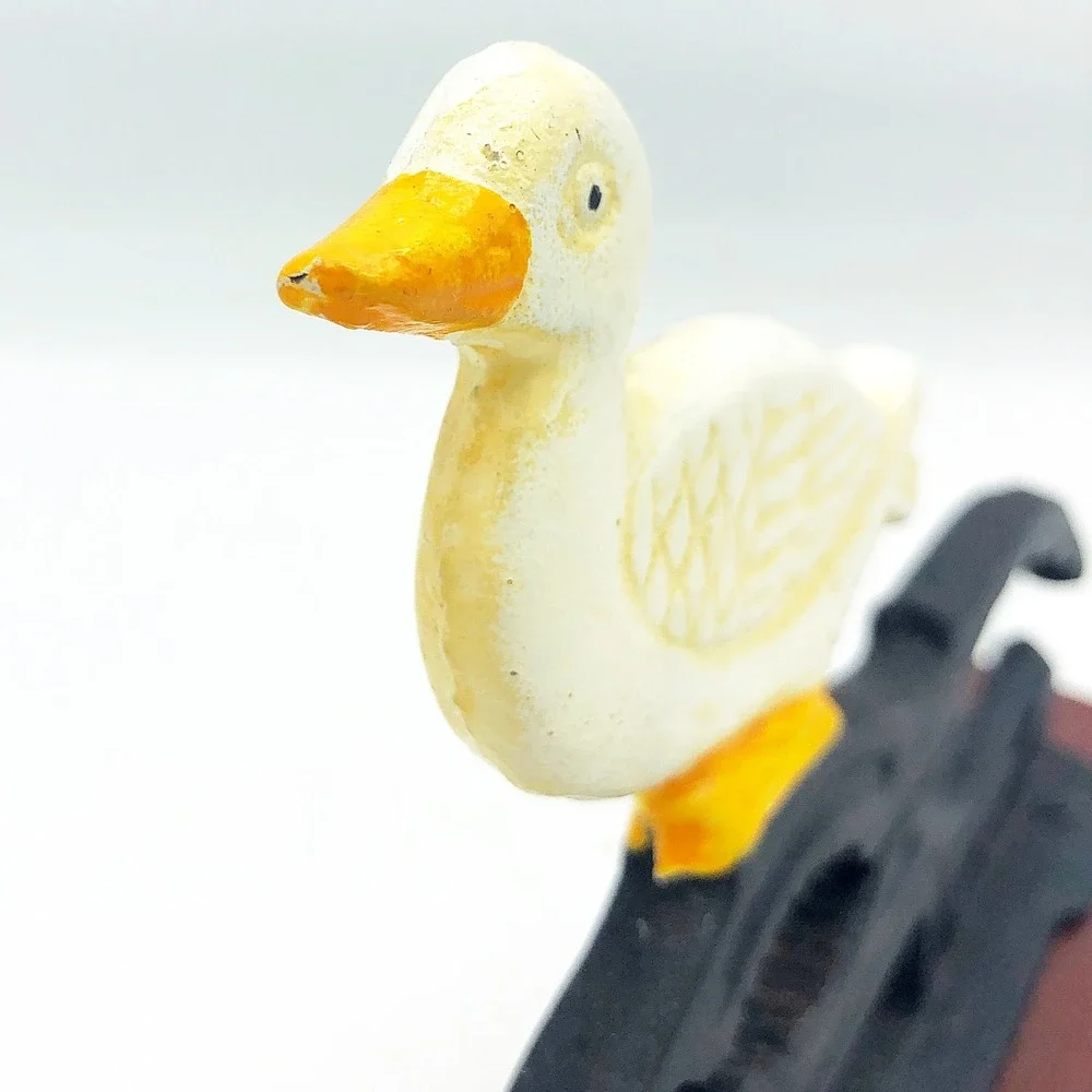 Cast Iron White Duck Nutcracker On Wooden Base